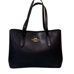 Coach Black Leather Tote Shoulder Bag Large Size